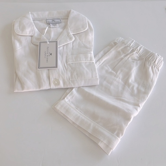 PETITE PLUME Boys Classic White Short Set Chemical Free Flame Resistant 10 - Picture 4 of 9